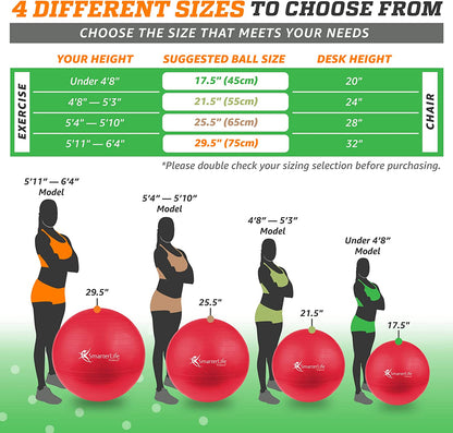 Smarterlife Exercise Ball, Yoga Ball for Gym, Balance, Stability, Pregnancy