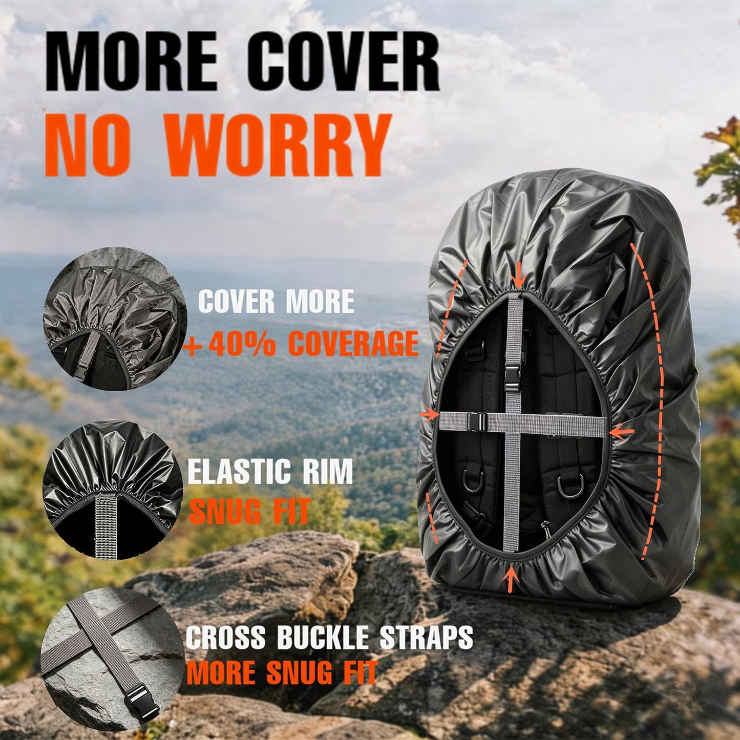 12000Mm Waterproof Backpack Rain Cover for Hiking Camping Travel