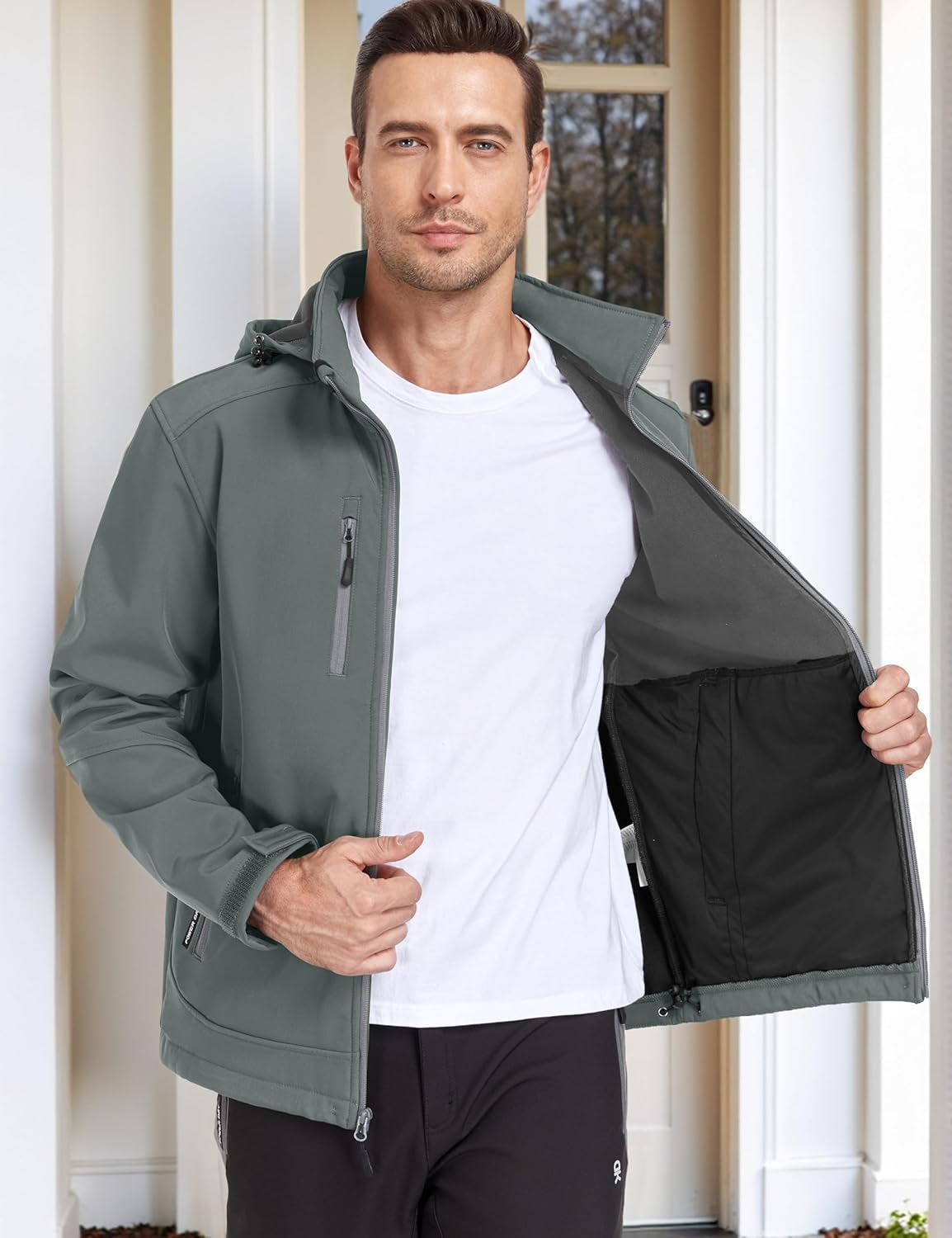 Men’S Removable Hood Softshell Fleece Jacket