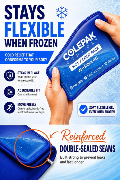 Hot & Cold Ice Packs for Injuries Reusable Gel (4 Pc Set) for Pain Relief, Joint Muscle Soreness Swelling for Knees Back Shoulder Foot