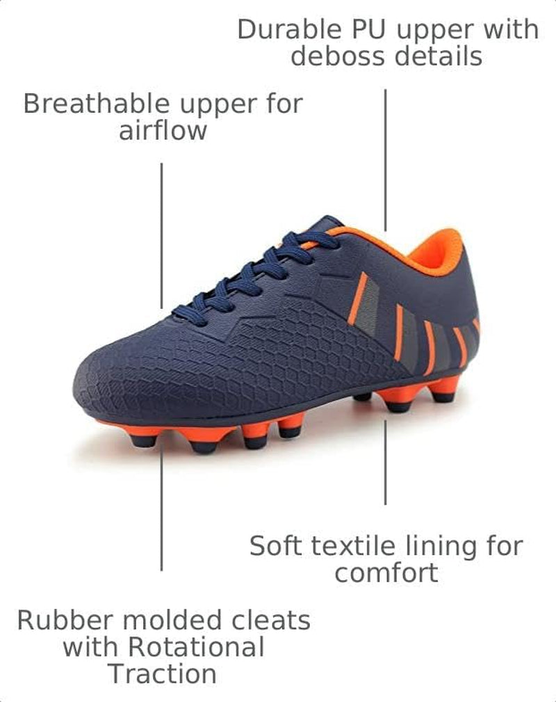 Kids Athletic Firm Ground Outdoor Comfortable Soccer Cleats(Toddler/Little Kid/Big Kid)