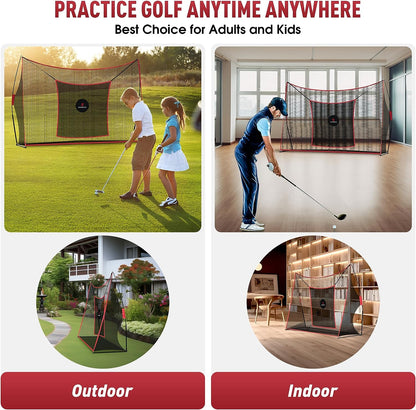 Golf Practice Net - Heavy Duty Driving Range Net with High Impact Chipping Target, Include Carry Bag and Golf Balls for Indoor Outdoor
