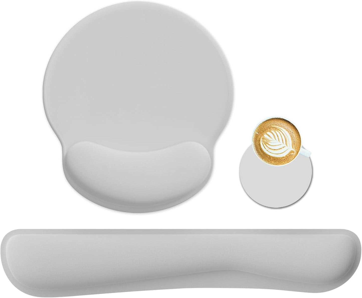 Ergonomic Keyboard Mouse Pad Wrist Rest Support Set for Laptop/Computer/Desktop,Memory Foam Hand Rest Wrist Cushion for Gaming/Office,Lightweight Comfortable & Pain Relief (Greyish White)