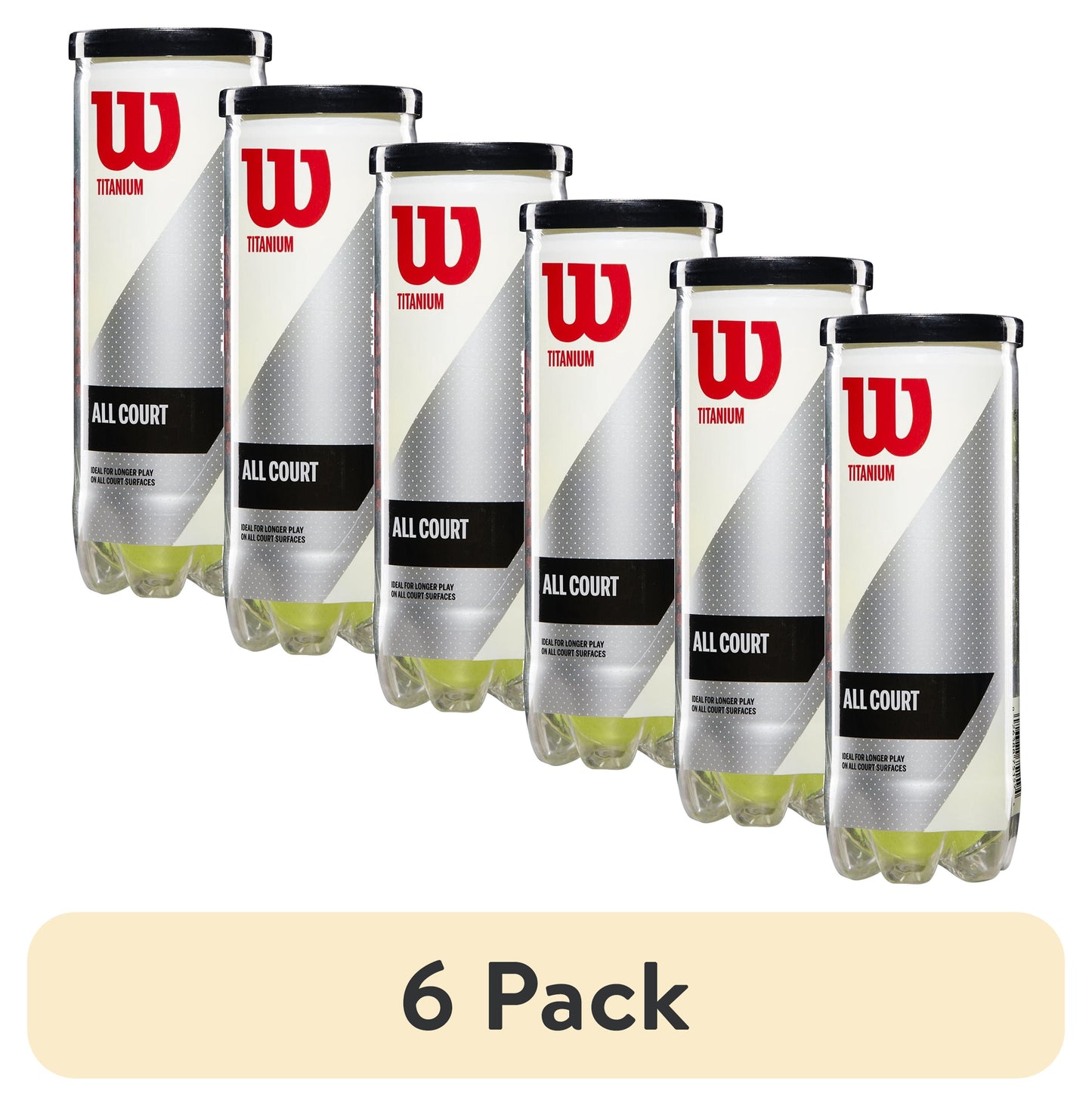 (6 Pack)  Titanium All Court Tennis Balls, 3 Ball Can