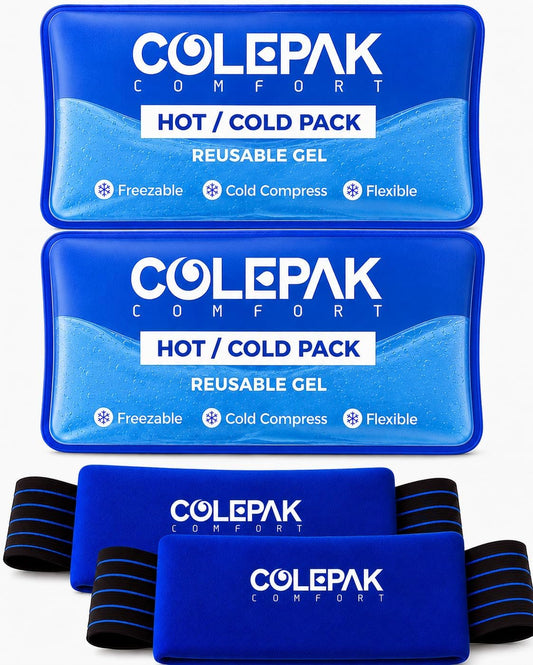 Hot & Cold Ice Packs for Injuries Reusable Gel (4 Pc Set) for Pain Relief, Joint Muscle Soreness Swelling for Knees Back Shoulder Foot