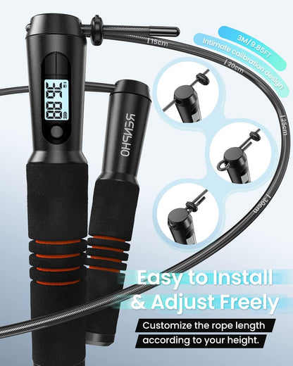 RENPHO Smart Jump Rope with Counter, App Data Tracking, LCD Display
