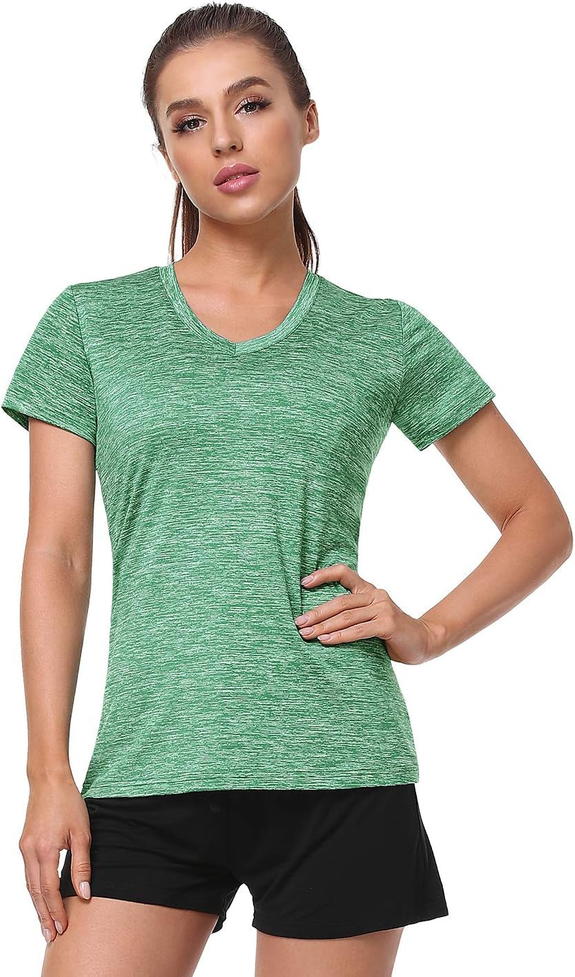 5-Pack Women'S Short Sleeve Dry Fit T-Shirt Moisture Wicking V-Neck Tee