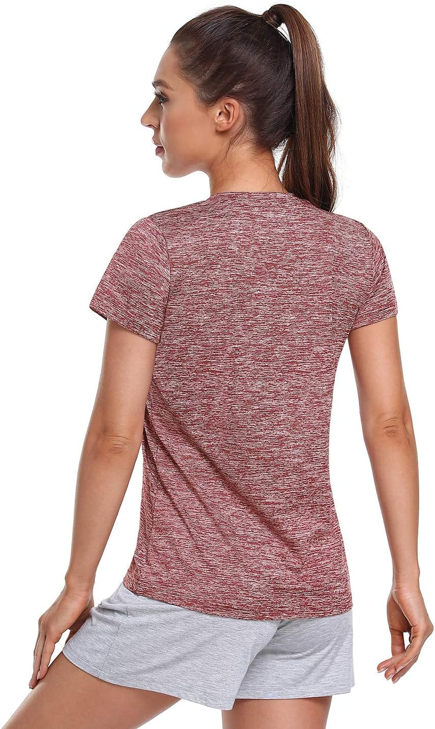5-Pack Women'S Short Sleeve Dry Fit T-Shirt Moisture Wicking V-Neck Tee