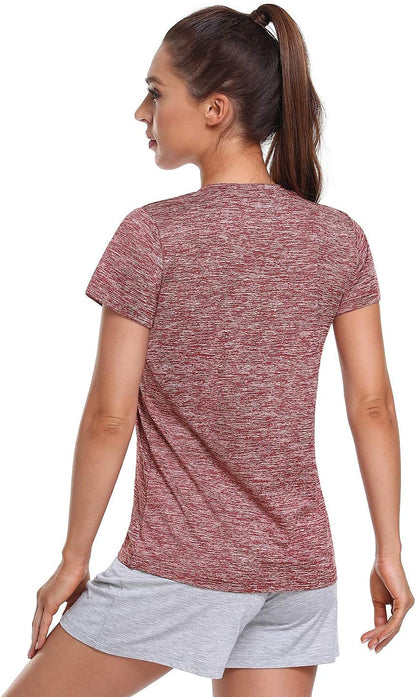 5-Pack Women'S Short Sleeve Dry Fit T-Shirt Moisture Wicking V-Neck Tee