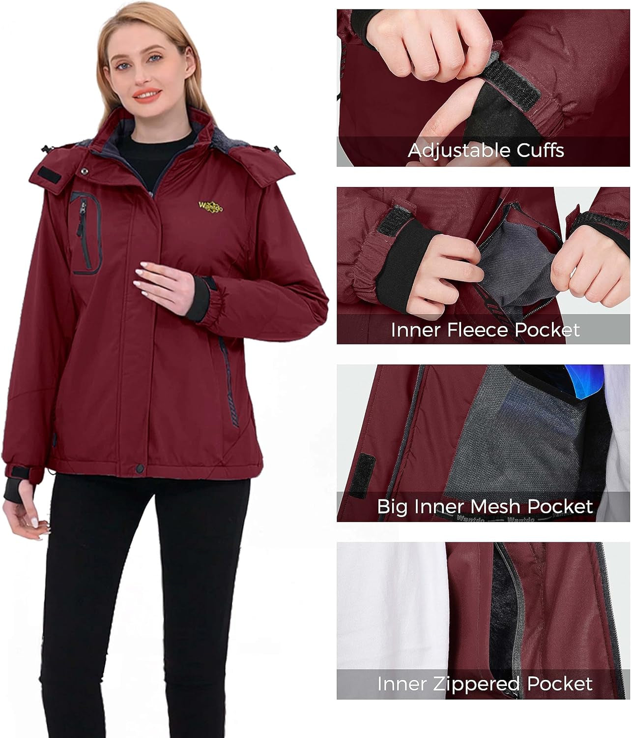 Women Hardshell Waterproof Windproof Insulated Ski Trekking Jacket