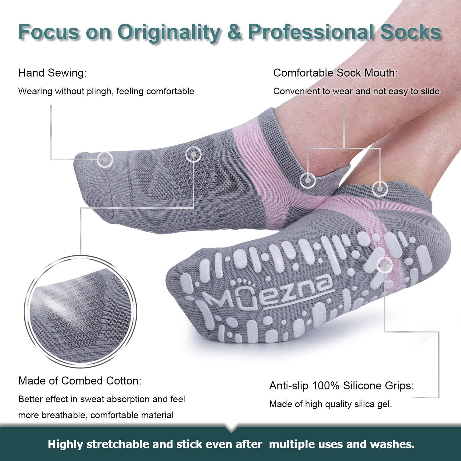 Pilates Socks Grippy Socks Woman Non Slip Grip Yoga Socks with Grips