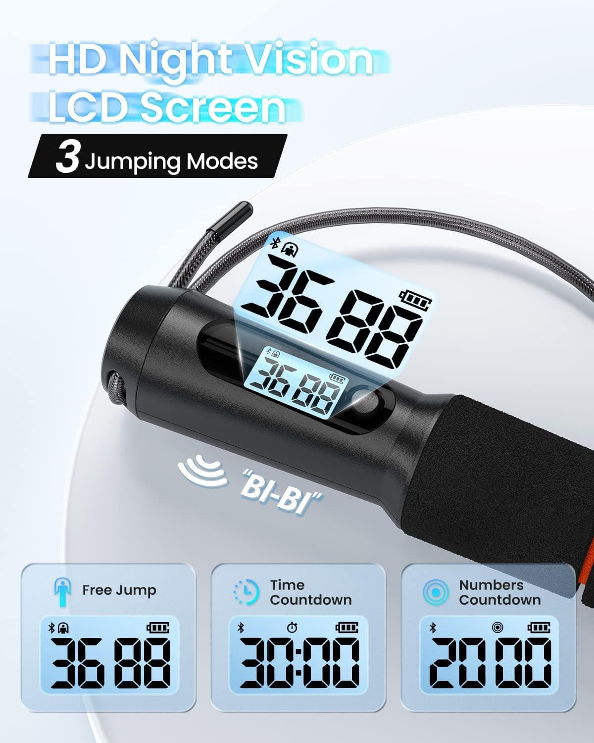 RENPHO Smart Jump Rope with Counter, App Data Tracking, LCD Display