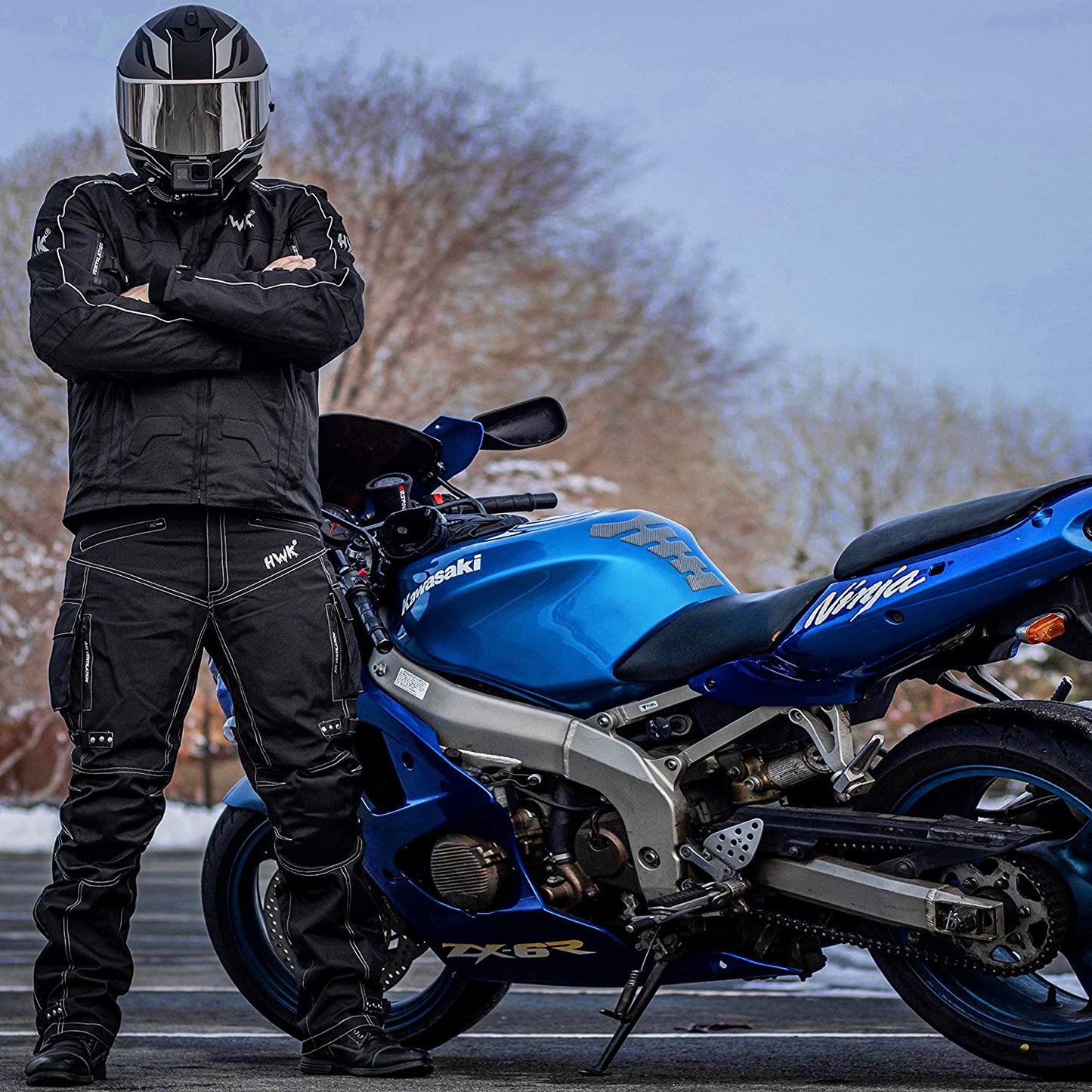 HWK Spyder Motorcycle Jacket for Men with Weather Resistant Cordura Textile Fabric for Enduro Motocross Jacket