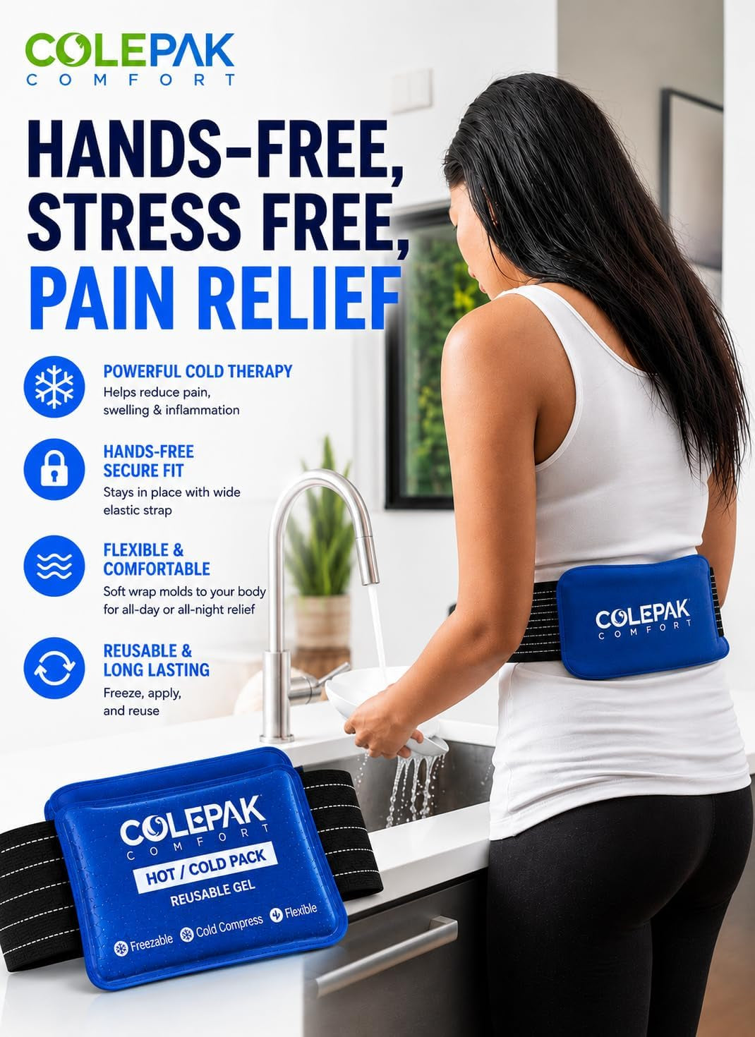 Hot & Cold Ice Packs for Injuries Reusable Gel (4 Pc Set) for Pain Relief, Joint Muscle Soreness Swelling for Knees Back Shoulder Foot