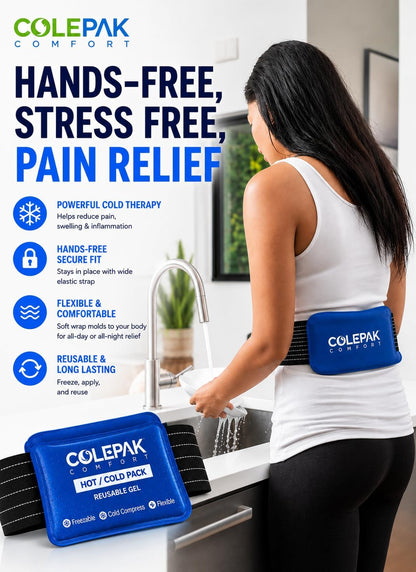 Hot & Cold Ice Packs for Injuries Reusable Gel (4 Pc Set) for Pain Relief, Joint Muscle Soreness Swelling for Knees Back Shoulder Foot