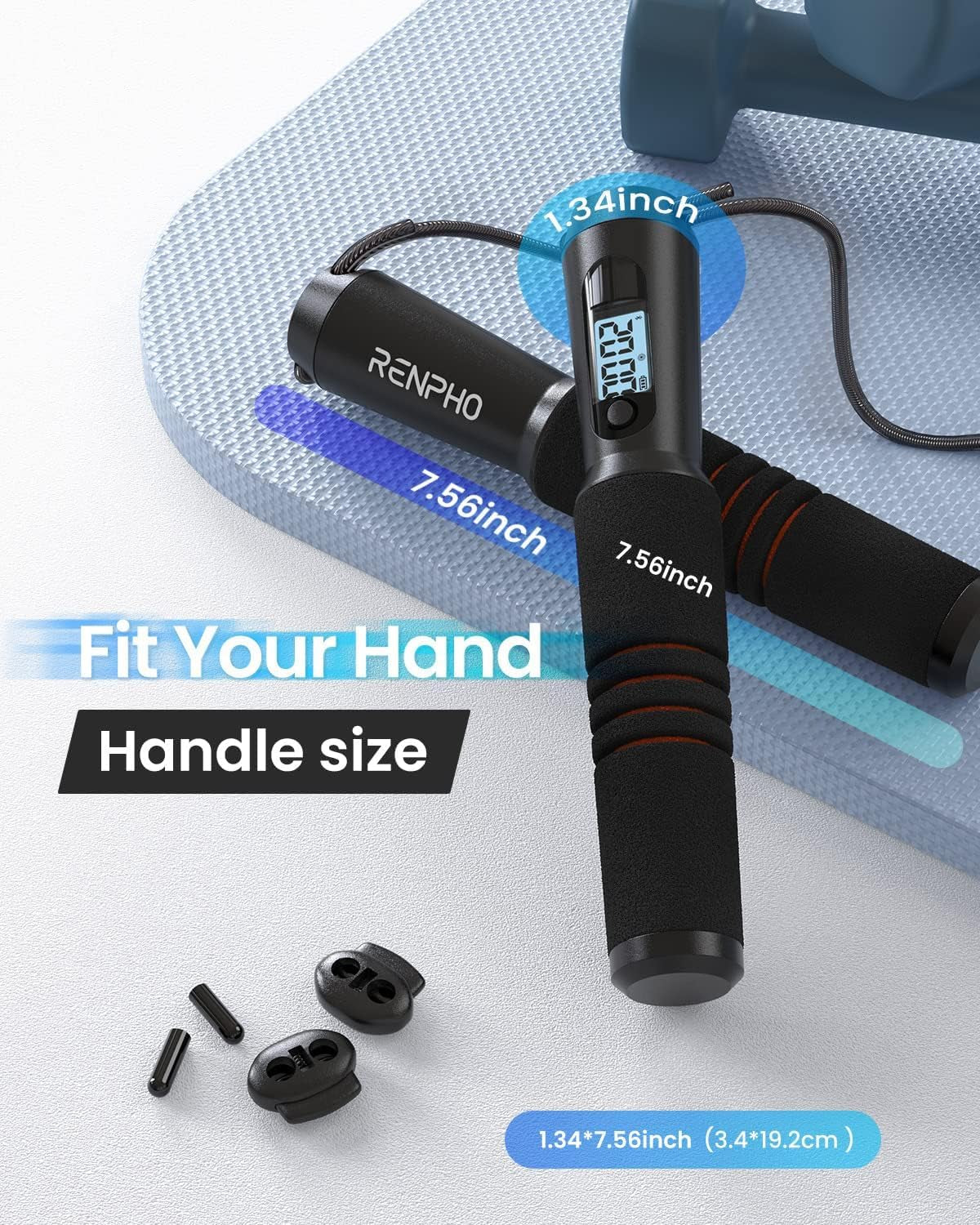 RENPHO Smart Jump Rope with Counter, App Data Tracking, LCD Display