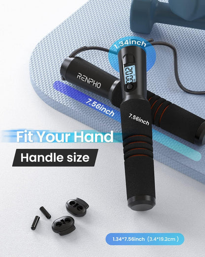 RENPHO Smart Jump Rope with Counter, App Data Tracking, LCD Display