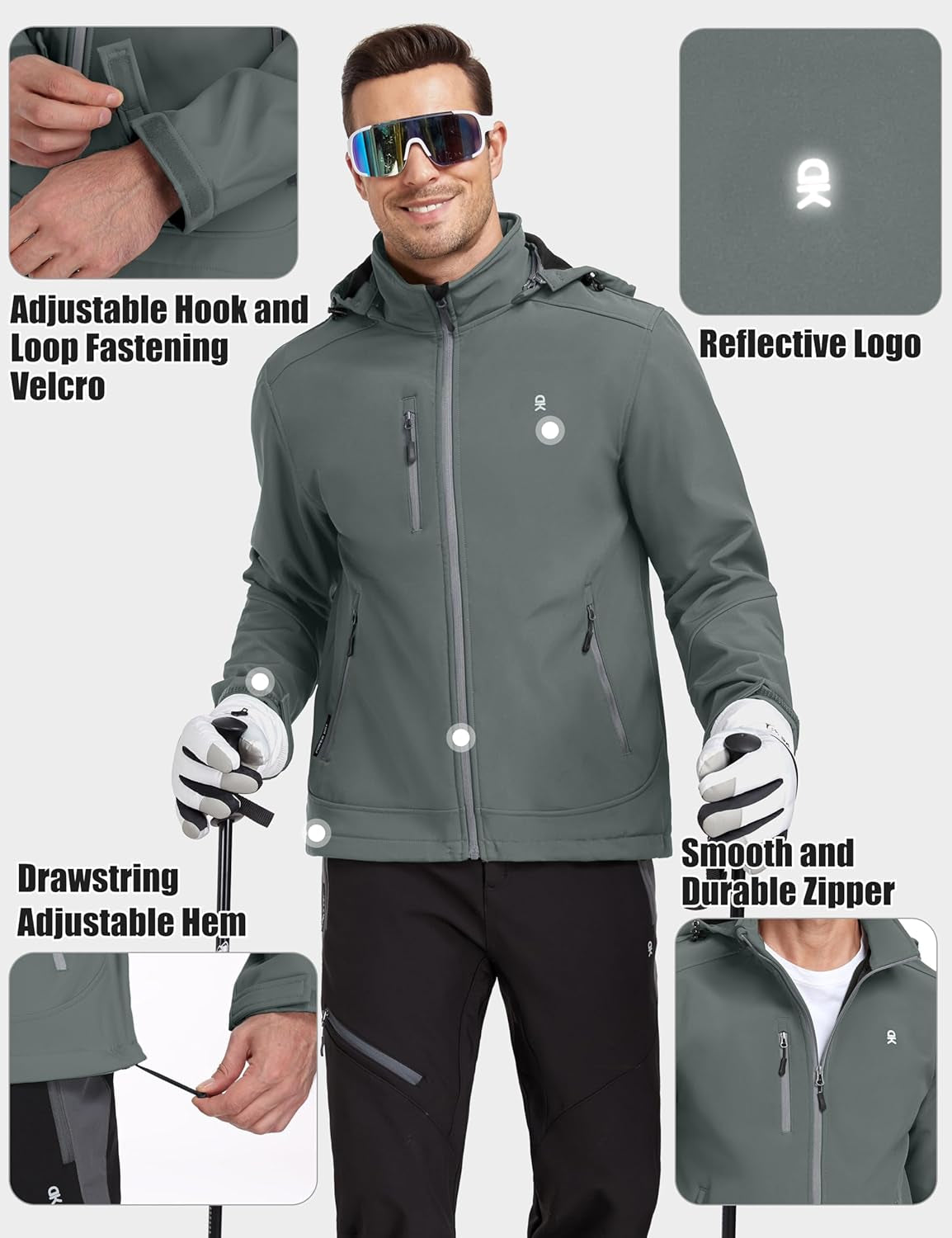 Men’S Removable Hood Softshell Fleece Jacket