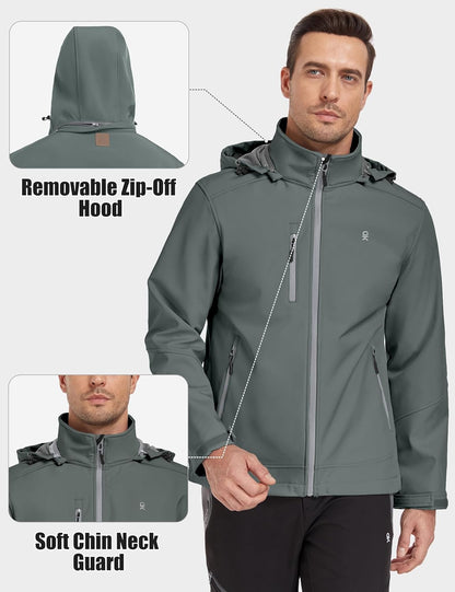 Men’S Removable Hood Softshell Fleece Jacket