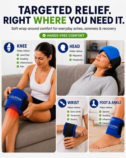 Hot & Cold Ice Packs for Injuries Reusable Gel (4 Pc Set) for Pain Relief, Joint Muscle Soreness Swelling for Knees Back Shoulder Foot