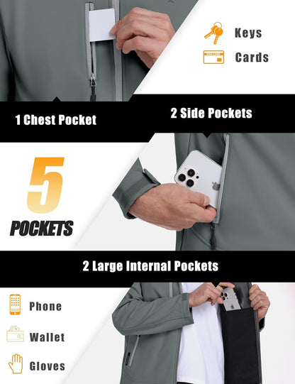 Men’S Removable Hood Softshell Fleece Jacket