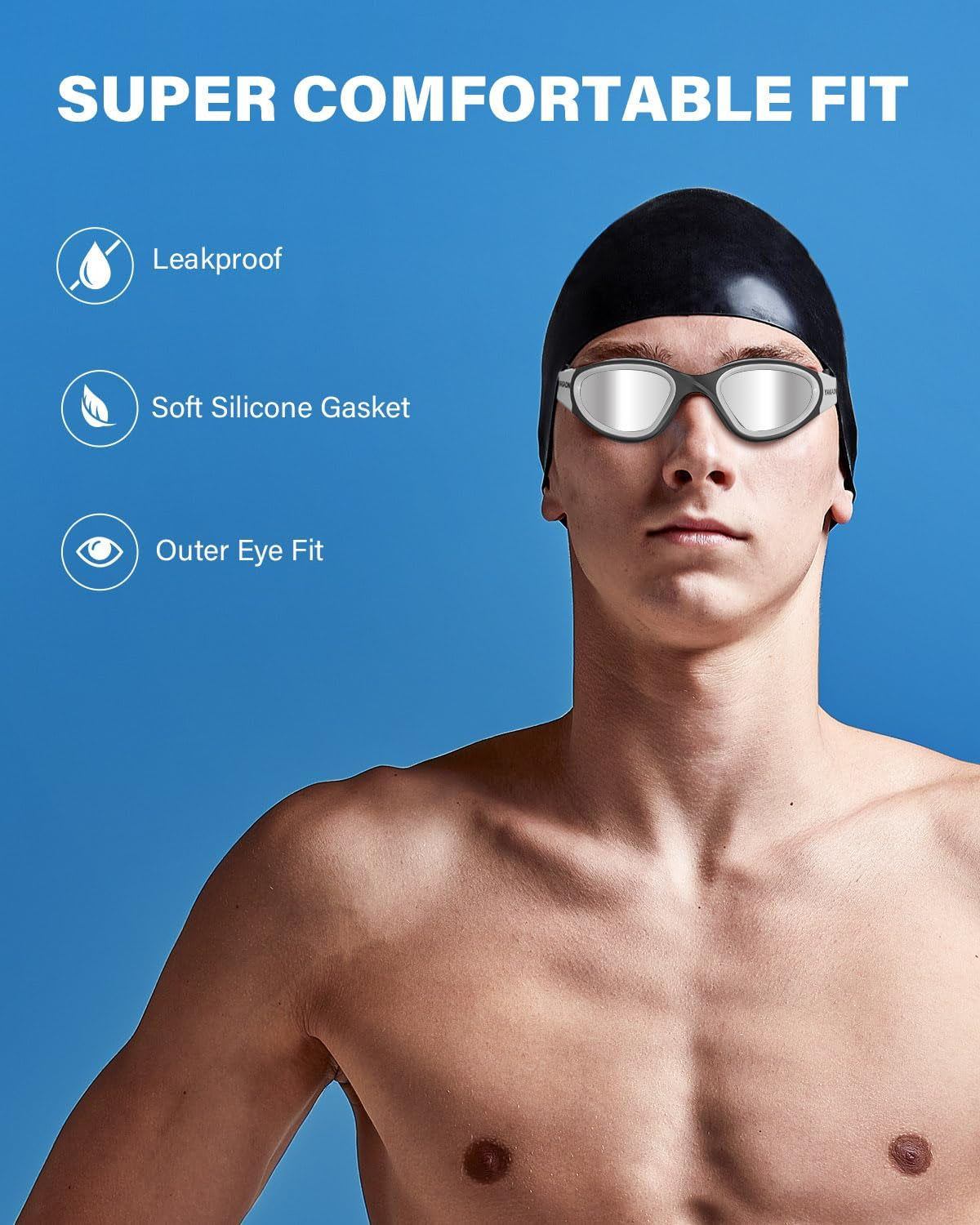 Swimming Goggles Adult, Polarized Anti-Fog UV400 No Leak